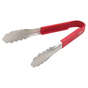 Winco UTSH-9R 9" Stainless Utility Tongs, Red