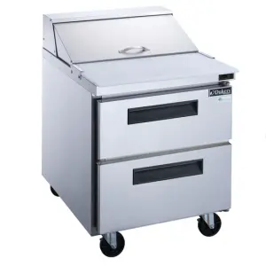 DSP29-8-D2 2-Drawer Commercial Food Prep Table Refrigerator in Stainless Steel
