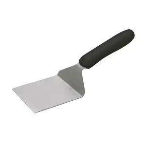 Winco TKP-41 4 1/8" Offset Steak/Burger Turner w/ Black Plastic Handle, Stainless Steel