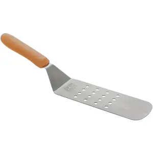 Winco TNH-91 8 1/4" x 2 7/8" Perforated Turner w/ Orange Nylon Handle, Stainless Steel