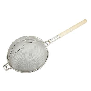 Winco MST-14D 14" Round Strainer w/ Double Tinned Mesh, Reinforced Supporter, Wood Handle