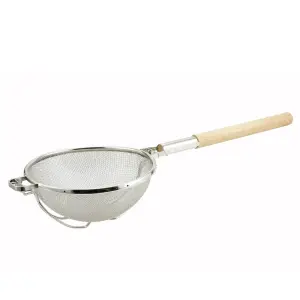Winco MST-1010D 10" Strainer w/ Double-Tin Mesh & Wood Handle