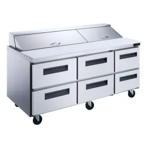 DSP72-30M-D6 6-Drawer Megatop Commercial Food Prep Table Refrigerator in Stainless Steel