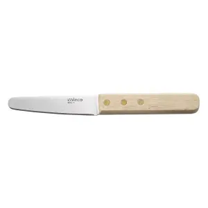 Winco KCL-3 Oyster Clam Knife w/ 3 1/2" Blade & Wooden Handle