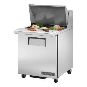 True TSSU-27-12M-B-HC 27 7/8" 1 Right Hinged Door Mega Top Refrigerated Sandwich Prep Table - Fits 6" Deep Food Pans