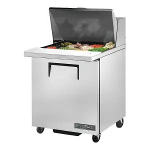 True TSSU-27-12M-C-HC 27 7/8" 1 Right Hinged Door Mega Top Refrigerated Sandwich Prep Table - Fits 4" Deep Food Pans