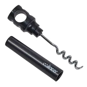 Winco CO-4DK Pocket Corkscrew w/ Cover, Black