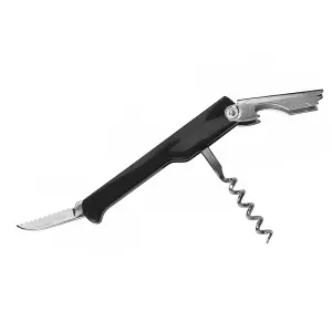 Winco CO-512 Waiter's Corkscrew w/ Foil Cutter & Bottle Cap Opener, Black