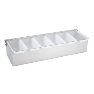 Winco CDP-6 (6) Compartment Bar Garnish Tray - Flat Hinged Lid