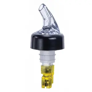 Winco PPA-150 1 1/2 oz Measuring Pourer w/ Black Collar & Inside Ball Bearing, Yellow Tail