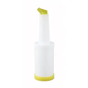 Winco PPB-1Y 1 qt Liquor & Juice Multi Pour w/ Yellow Spout & Lid