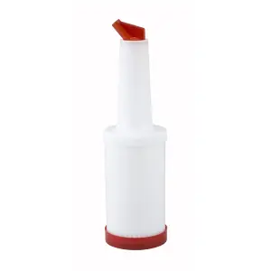 Winco PPB-1R 1 qt Liquor & Juice Multi Pour w/ Red Spout & Lid