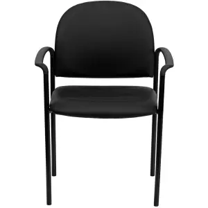 Flash Furniture BT-516-1-VINYL-GG Stacking Reception Side Chair - Navy Blue Vinyl Upholstery, Black Steel Frame
