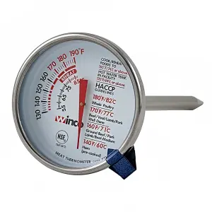 Winco TMT-MT2 2" Dial Type Meat Thermometer w/ 5" Stem, 130 to 190 Degrees F