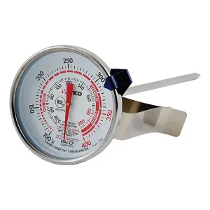 Winco TMT-CDF2 2" Candy Deep Fry Thermometer, Dial Type w/ Stem, Temp Range 100 to 400 F
