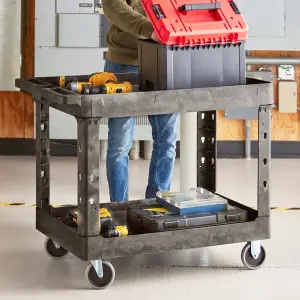 Lavex Large 2-Shelf Utility Cart - 40 3/4" x 25 1/2" x 33 1/2"
