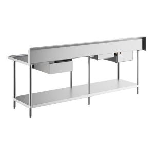 Regency Spec Line 30" x 96" 14 Gauge Stainless Steel Work Table with 2 Sinks