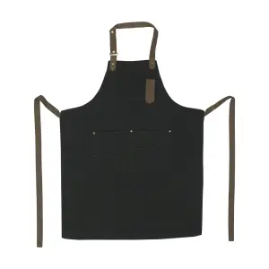 Winco BA-3327K Full Length Bib Apron w/ (9) Pockets - 33" x 27", Poly/Cotton, Black