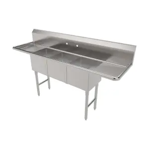 American Tables & Seating MET-SE-15153D 75" Three Compartment Sink, 15"Wx15"L Bowl-Drainboards