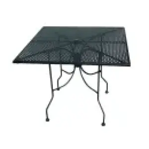 American Tables & Seating 36" Square Outdoor Table w/ Umbrella Hole - Aluminum, Black (ALM3636)