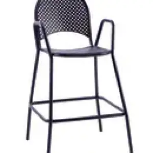 American Tables & Seating 42" Barstool w/ Half Round Mesh Back & Seat - Aluminum, Black (90B-BS)