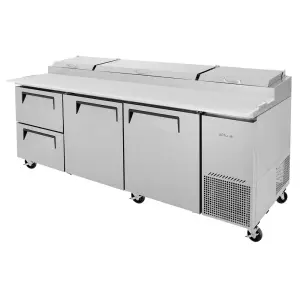 Turbo Air TPR-93SD-D2-N 93" Super Deluxe Pizza Prep Table w/ Refrigerated Base, 115v