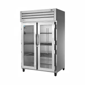 True STG2R-2G-HC 52 3/5" Two Section Reach In Refrigerator, (2) Left/Right Hinge Glass Doors, 115v