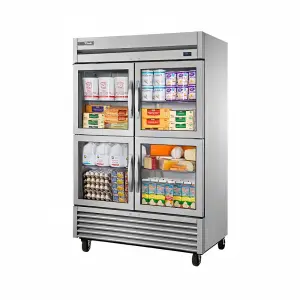 True T-49G-4-HC~FGD01 54 1/10" Two Section Reach In Refrigerator, (4) Left/Right Hinge Glass Doors, 115v
