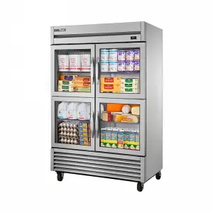 True TS-49G-4-HC~FGD01 54 1/10" Two Section Reach In Refrigerator, (4) Left/Right Hinge Glass Doors, 115v