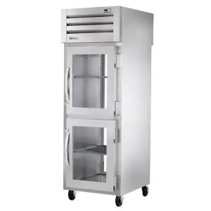 True STG1RPT-2HG-1G-HC 27 1/2" One Section Pass Thru Refrigerator, (3) Right Hinge Glass Doors, 115v