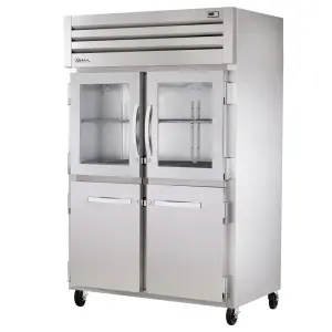 True STR2R-2HG/2HS-HC 52 3/5" Two Section Reach In Refrigerator, (2) Glass Doors, (2) Solid Doors, Left/Right Hinge, 115v