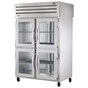 True STG2RPT-4HG-2S-HC 52 5/8" Two Section Pass Thru Refrigerator, (4) Glass Doors, (2) Solid Doors, Left/Right Hinge, 115v