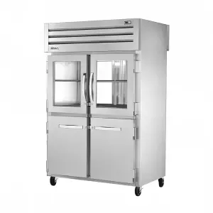 True STG2RPT-2HG/2HS-2G-HC 52 3/5" Two Section Pass Thru Refrigerator, (4) Glass Doors, (2) Solid Doors, Left/Right Hinge, 115v