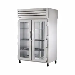 True STR2RPT-2G-2S-HC 52 3/5" Two Section Pass Thru Refrigerator, (2) Glass Doors, (2) Solid Doors, Left/Right Hinge, 115v