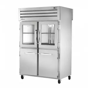 True STR2RPT-2HG/2HS-2S-HC 52 3/5" Two Section Pass Thru Refrigerator, (2) Glass Doors, (4) Solid Doors, Left/Right Hinge, 115v