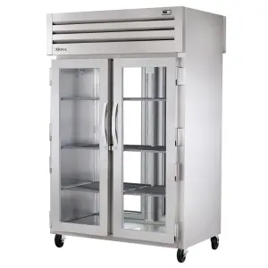 True STR2RPT-2G-2G-HC 52 3/5" Two Section Pass Thru Refrigerator, (4) Left/Right Hinge Glass Doors, 115v