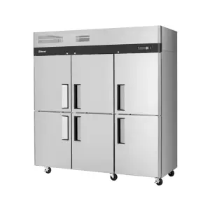 Turbo Air M3R72-6-N 77 3/4" Three Section Reach In Refrigerator, (6) Left/Right Hinge Solid Doors, 115v
