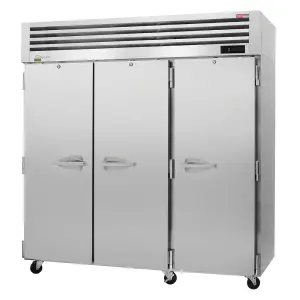 Turbo Air PRO-77R-N 77 3/4" Three Section Reach In Refrigerator, (3) Left/Right Hinge Solid Doors, 115v