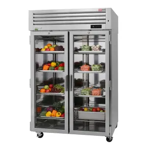 Turbo Air PRO-50R-G-N 51 3/4" Two Section Reach In Refrigerator, (2) Right Hinge Glass Doors, 115v