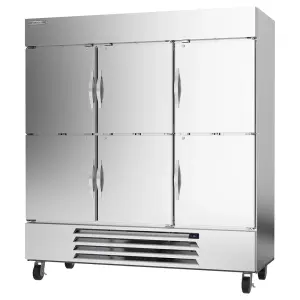 Beverage-Air HBR72HC-1-HS 75" Three Section Reach In Refrigerator, (6) Left/Right Hinge Solid Doors, 115v
