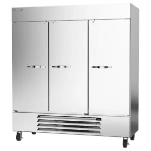 Beverage-Air HBR72HC-1 75" Three Section Reach In Refrigerator, (3) Left/Right Hinge Solid Doors, 115v