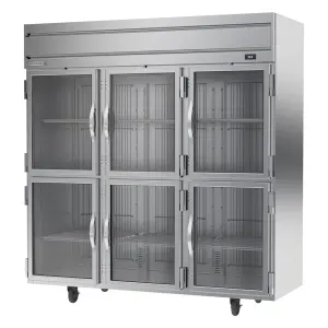 Beverage-Air HRPS3HC-1HG 78" Three Section Reach In Refrigerator, (6) Left/Right Hinge Glass Doors, 115v