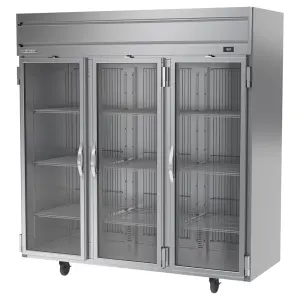 Beverage-Air HRS3HC-1G 78" Three Section Reach In Refrigerator, (3) Left/Right Hinge Glass Doors, 115v