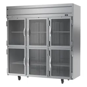 Beverage-Air HR3HC-1HG 78" Three Section Reach In Refrigerator - (6) Left/Right Hinge Glass Doors, 115v