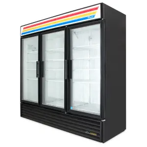 True GDM-72F-HC~TSL01 78" Three Section Display Freezer w/ Swing Doors - Bottom Mount Compressor, Black, 115v