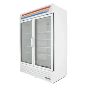 True GDM-49F-HC~TSL01 54 1/8" Two Section Display Freezer w/ Swing Doors - Bottom Mount Compressor, White, 115v