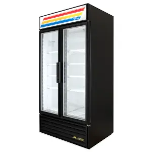 True GDM-35F-HC~TSL01 39 1/2" Two Section Display Freezer w/ Swing Doors - Bottom Mount Compressor, Black, 115v