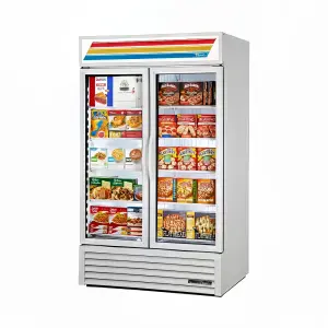 True GDM-43F-FLX-HC~TSL01 47 1/8" GDM Series Two Section Glass Door Merchandiser - (2) Left/Right Hinge Doors, White, 115v