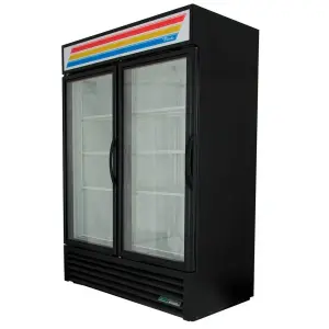 True GDM-49F-HC~TSL01 54 1/8" Two Section Display Freezer w/ Right Hinged Swing Doors-Bottom Mount Compressor, Black, 115v