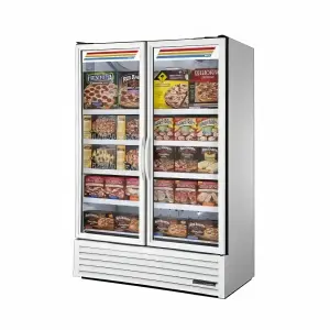 True FLM-54F~TSL01 53 7/8" Two Section Display Freezer w/ Swing Doors - Bottom Mount Compressor, White, 115v